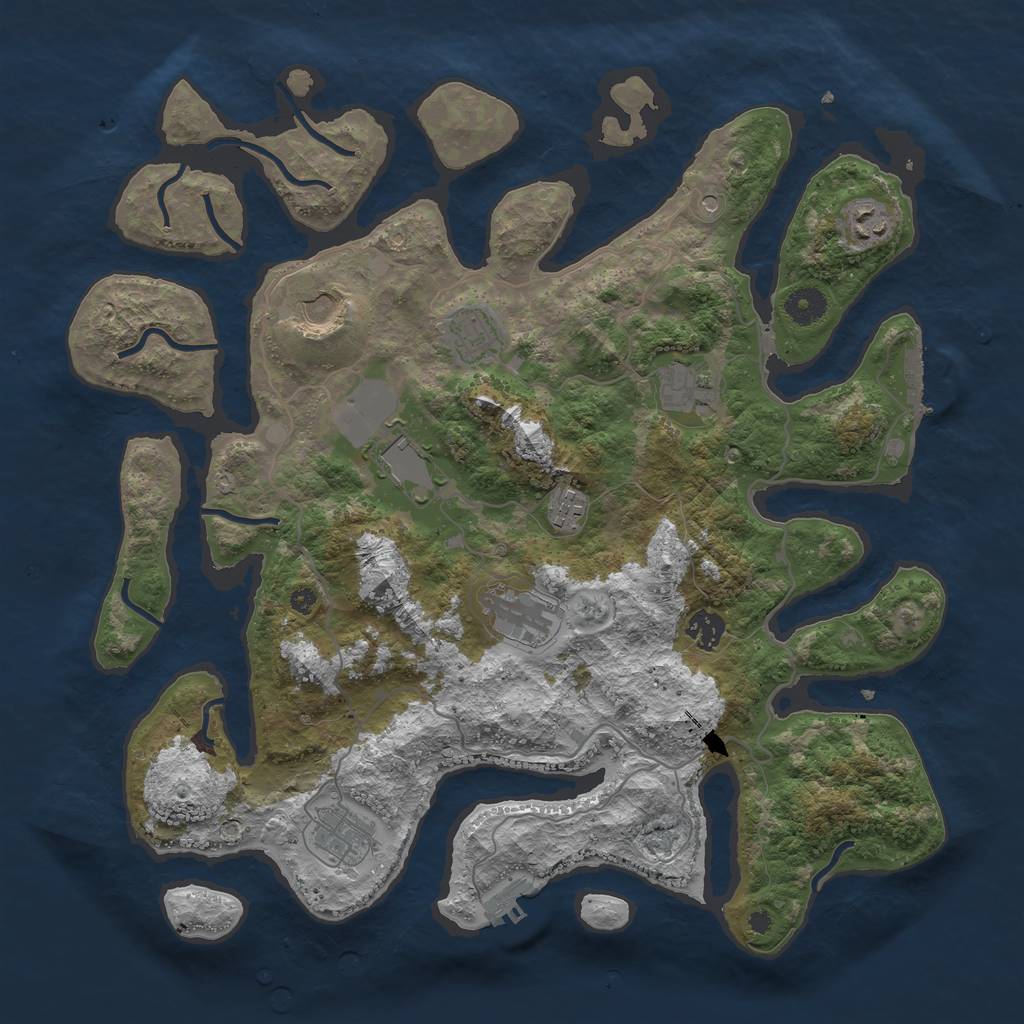 Rust Map: Procedural Map, Size: 4000, Seed: 77895, 14 Monuments