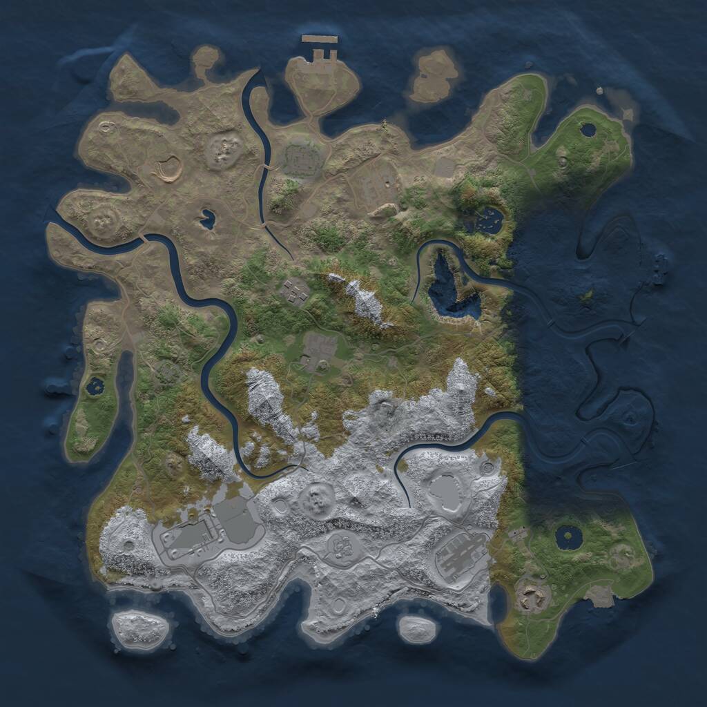 Rust Map: Procedural Map, Size: 4000, Seed: 77895, 15 Monuments