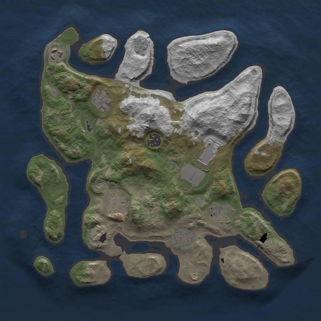 Rust Map: Barren, Size: 3500, Seed: 139882041, 11 Monuments