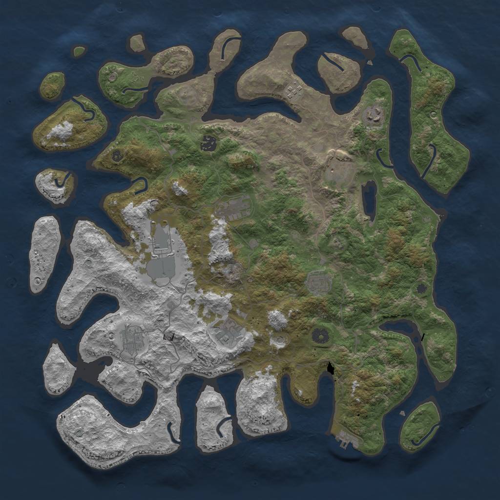 Rust Map: Procedural Map, Size: 4500, Seed: 1701, 13 Monuments