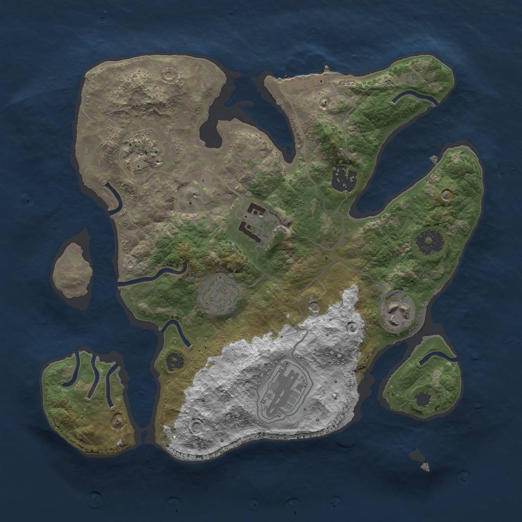 Rust Map: Procedural Map, Size: 3000, Seed: 647691, 10 Monuments