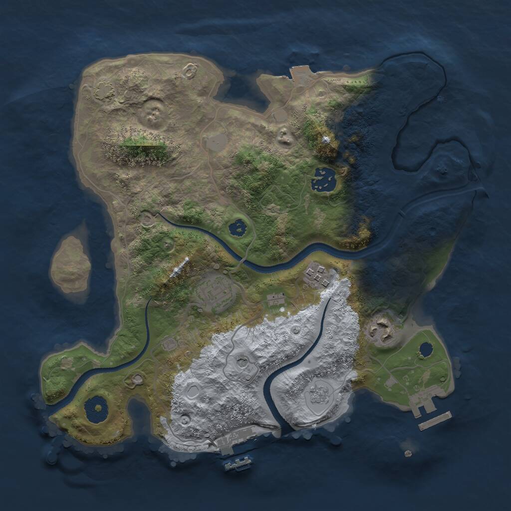 Rust Map: Procedural Map, Size: 3000, Seed: 647691, 10 Monuments