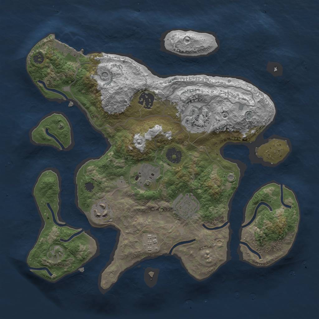 Rust Map: Procedural Map, Size: 3000, Seed: 891130236, 10 Monuments