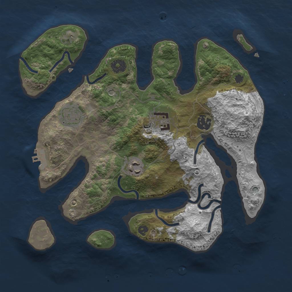 Rust Map: Procedural Map, Size: 3000, Seed: 814472, 8 Monuments