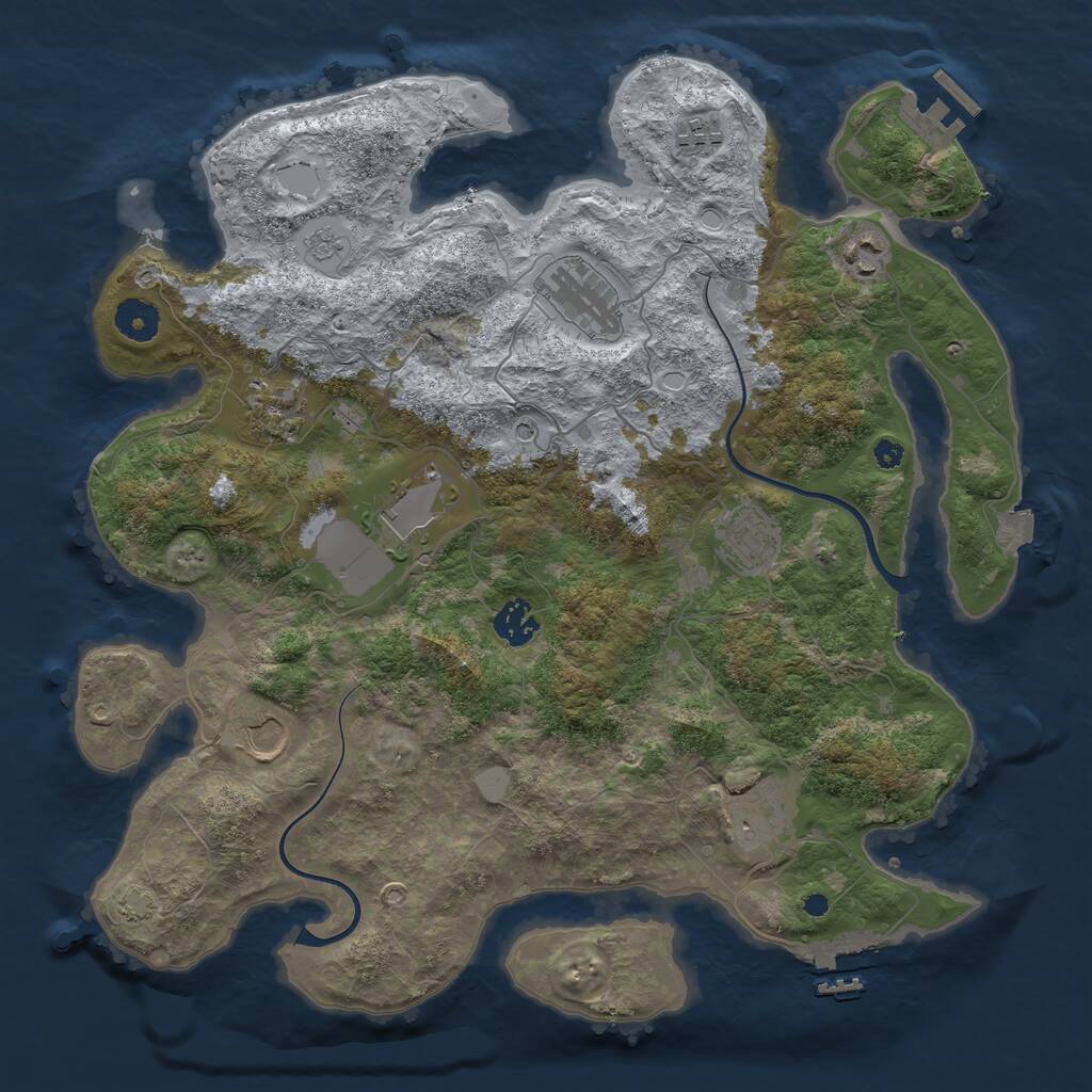 Rust Map: Procedural Map, Size: 3750, Seed: 1733453604, 15 Monuments