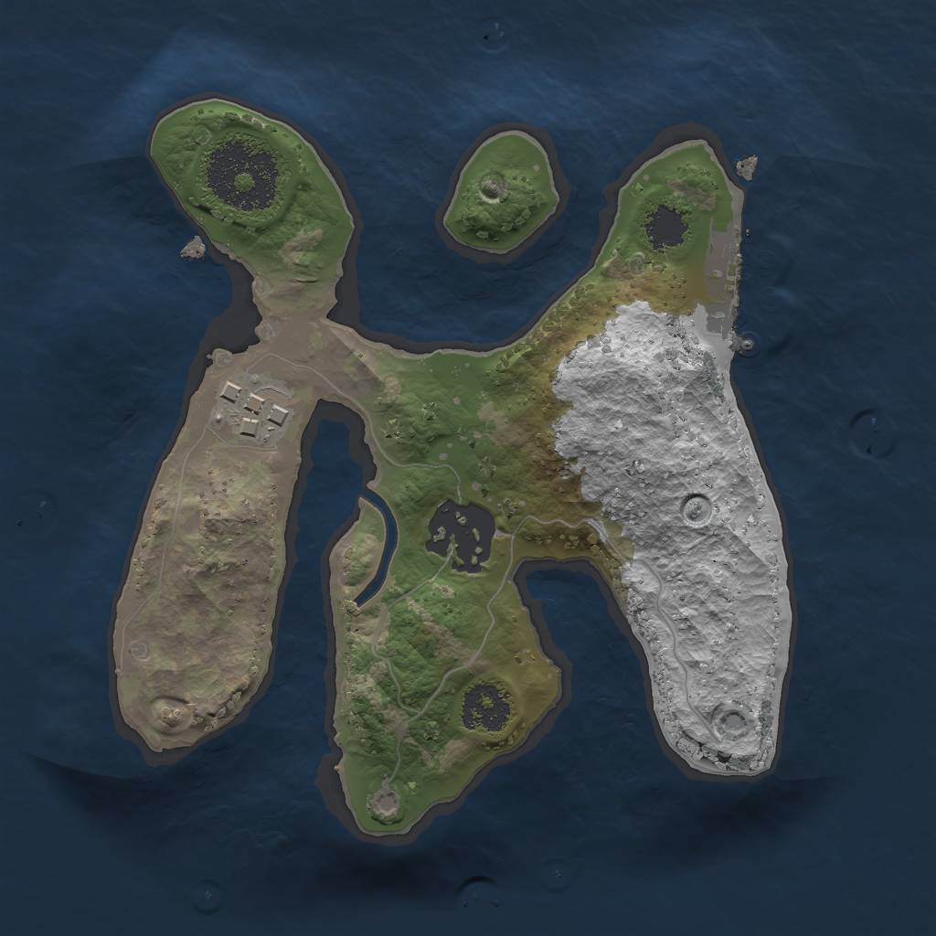 Rust Map: Procedural Map, Size: 2000, Seed: 1367782089, 5 Monuments