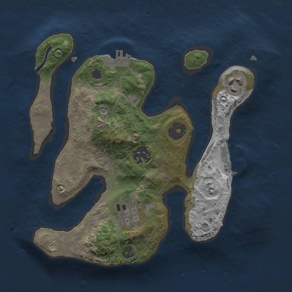 Rust Map: Procedural Map, Size: 2500, Seed: 1377426894, 8 Monuments