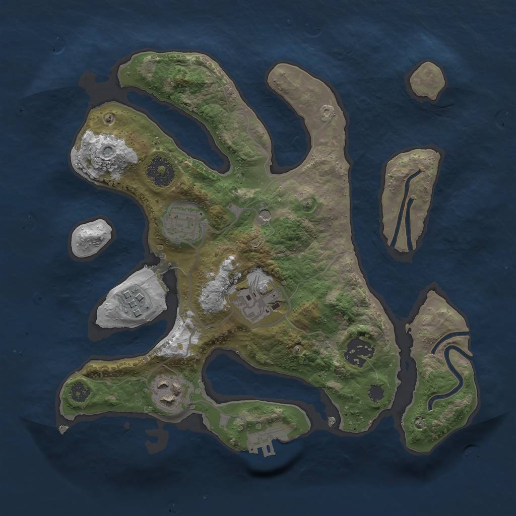 Rust Map: Procedural Map, Size: 2750, Seed: 43635, 9 Monuments