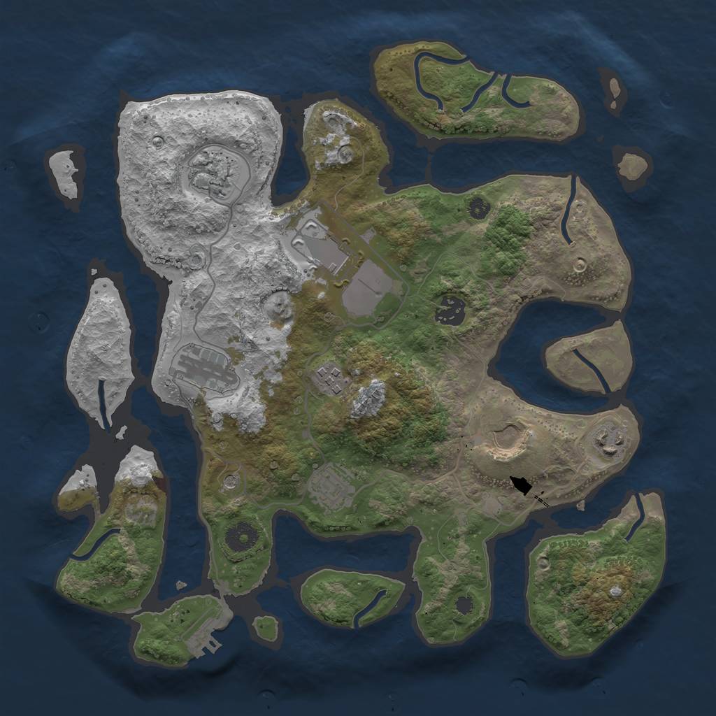 Rust Map: Procedural Map, Size: 3500, Seed: 1511555, 12 Monuments