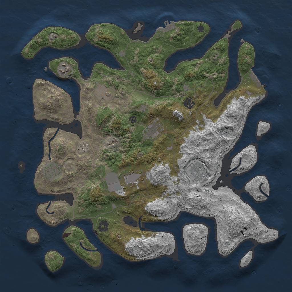 Rust Map: Procedural Map, Size: 4000, Seed: 1058135805, 13 Monuments