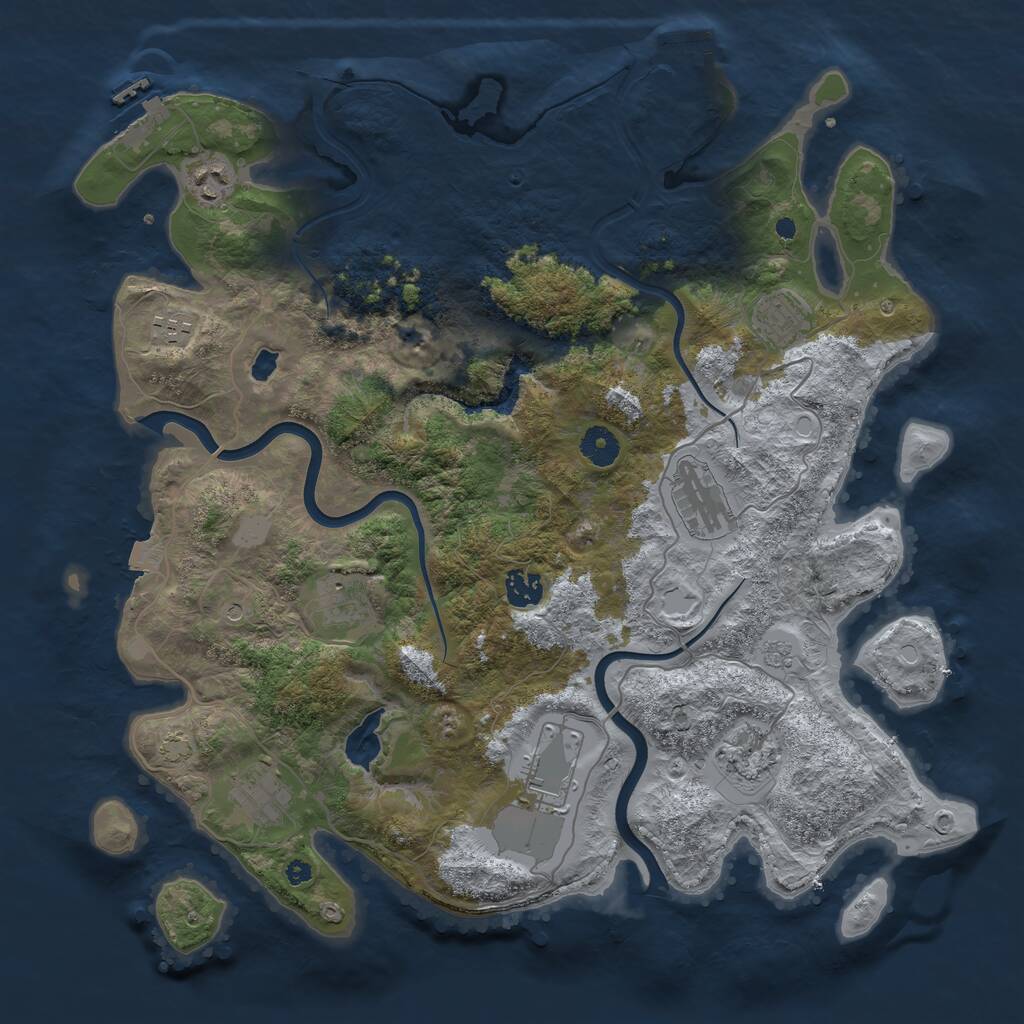 Rust Map: Procedural Map, Size: 4000, Seed: 1058135805, 15 Monuments