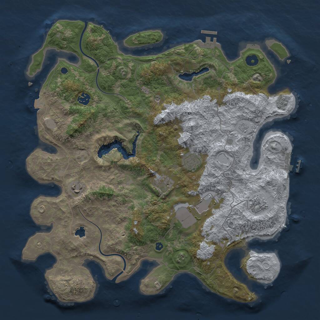 Rust Map: Procedural Map, Size: 4000, Seed: 2147446940, 13 Monuments