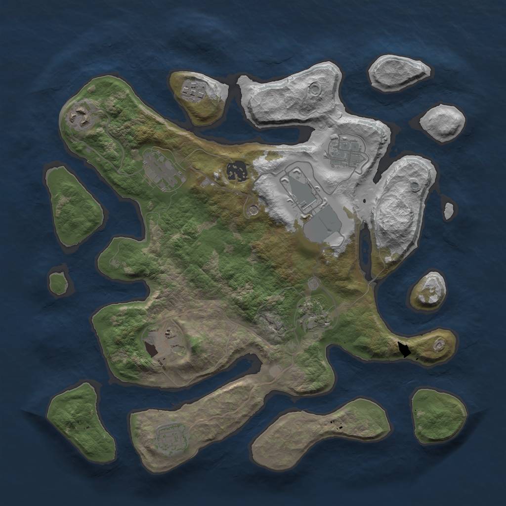 Rust Map: Barren, Size: 3500, Seed: 431160183, 12 Monuments