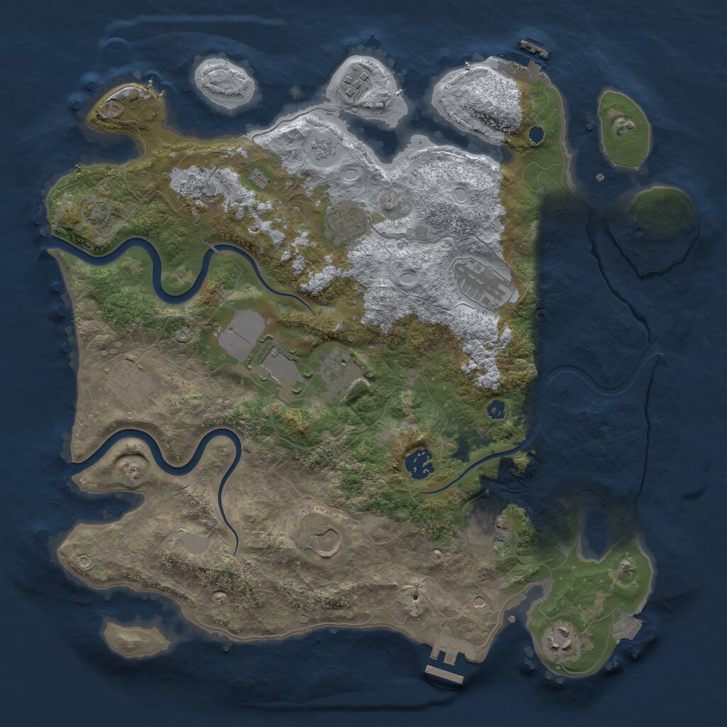 Rust Map: Procedural Map, Size: 3800, Seed: 1664719834, 17 Monuments
