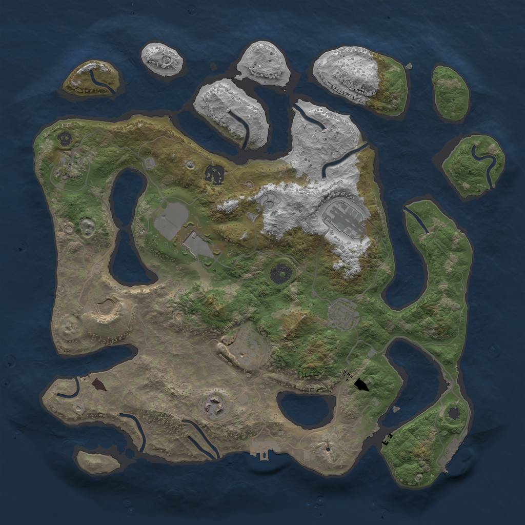 Rust Map: Procedural Map, Size: 3800, Seed: 1664719834, 13 Monuments