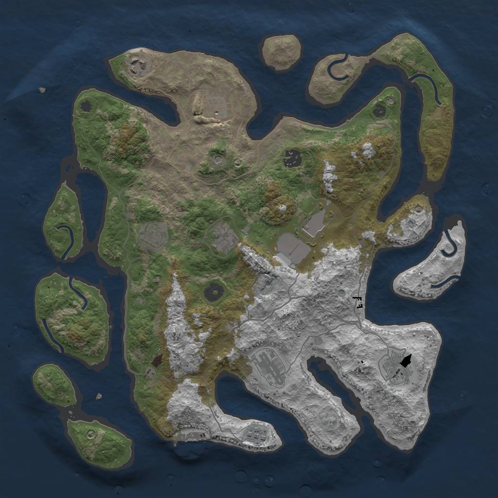 Rust Map: Procedural Map, Size: 4000, Seed: 1609068094, 13 Monuments