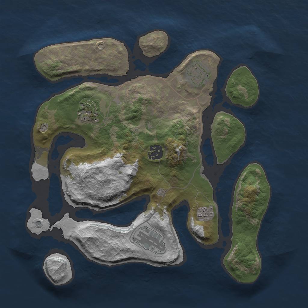 Rust Map: Barren, Size: 3000, Seed: 124, 7 Monuments