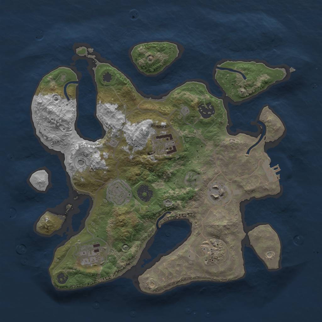 Rust Map: Procedural Map, Size: 3000, Seed: 76153, 10 Monuments