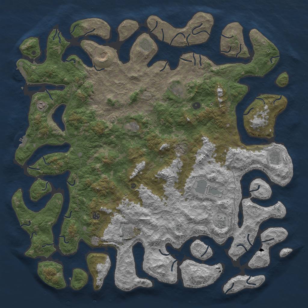 Rust Map: Procedural Map, Size: 6000, Seed: 39922490, 16 Monuments