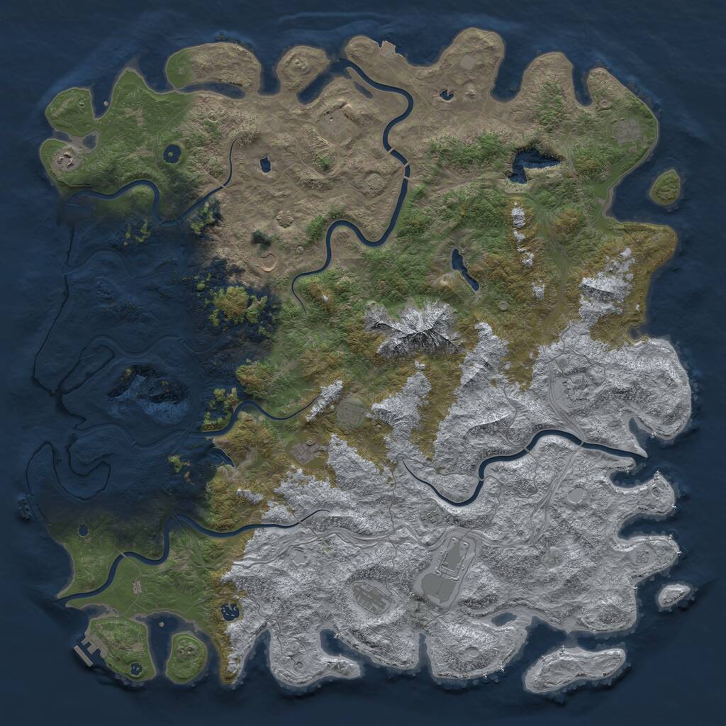 Rust Map: Procedural Map, Size: 6000, Seed: 39922490, 17 Monuments