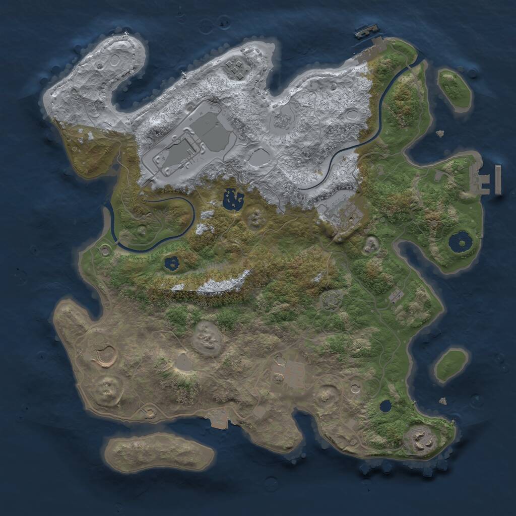 Rust Map: Procedural Map, Size: 3500, Seed: 94607101, 13 Monuments