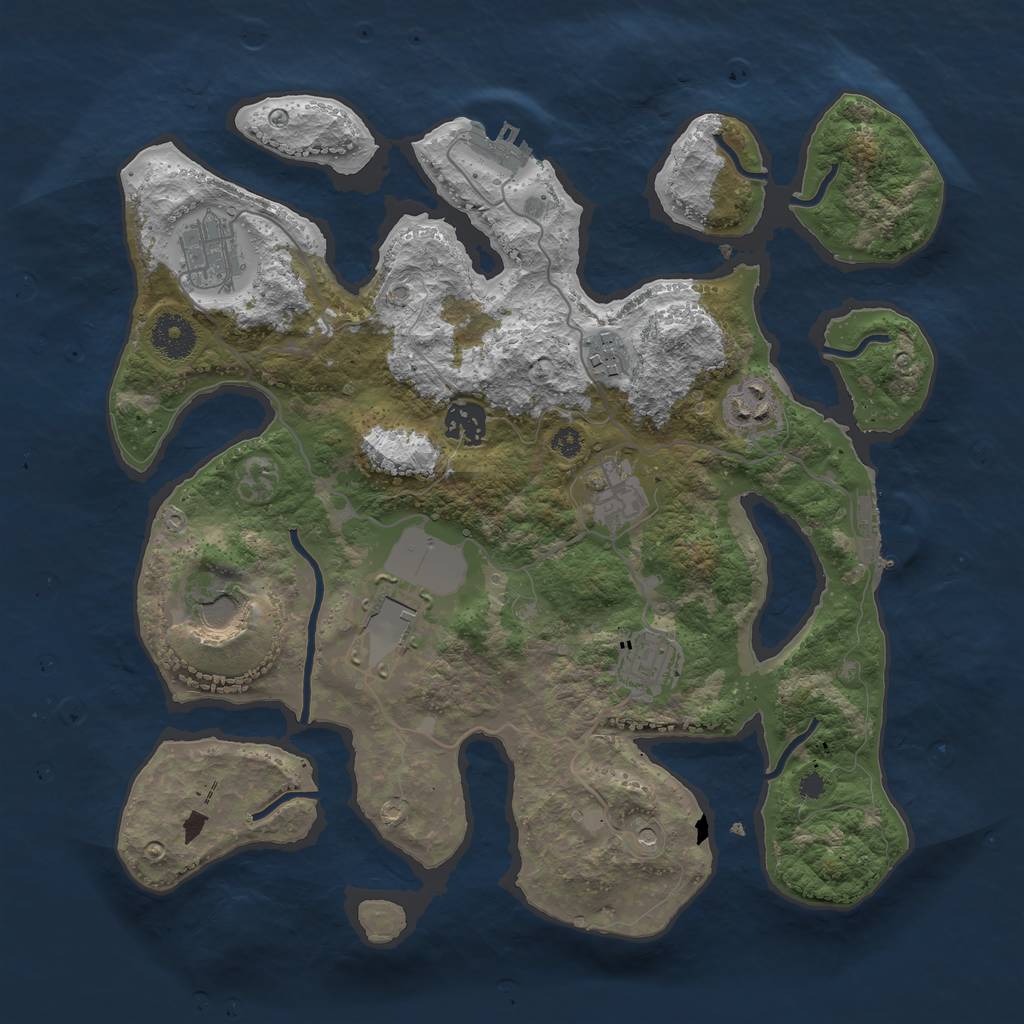 Rust Map: Procedural Map, Size: 3500, Seed: 2082585942, 13 Monuments