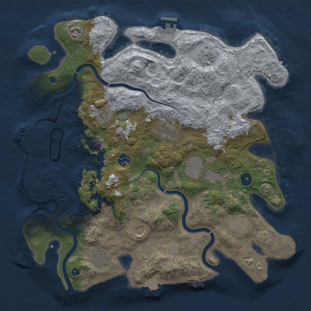 Rust Map: Procedural Map, Size: 3850, Seed: 1964720025, 16 Monuments