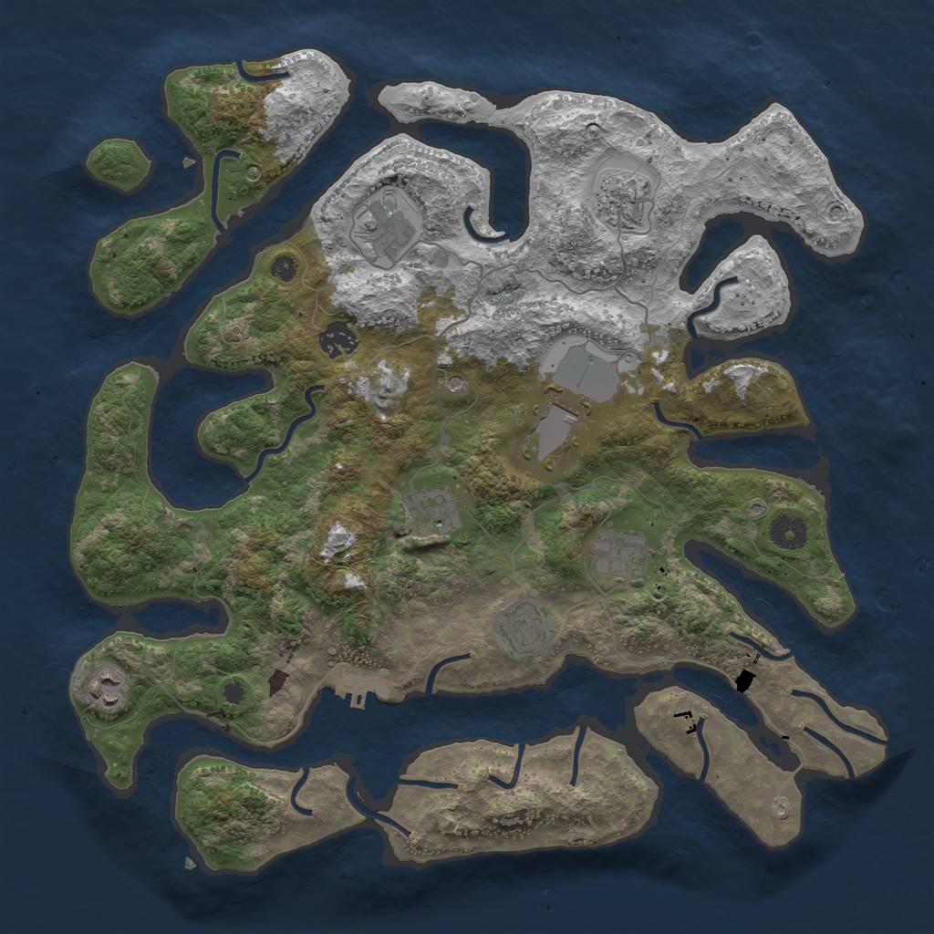 Rust Map: Procedural Map, Size: 3850, Seed: 1964720025, 12 Monuments