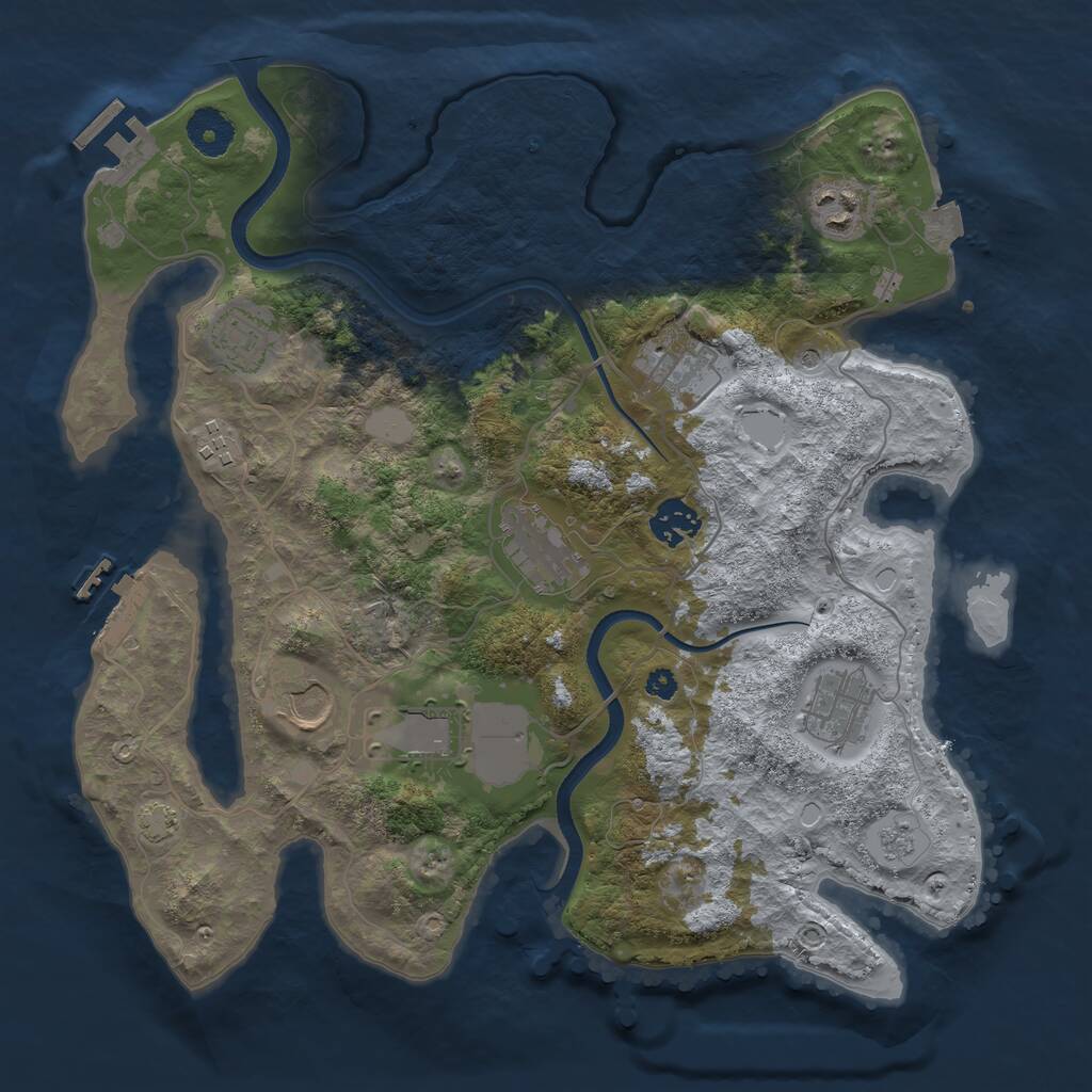 Rust Map: Procedural Map, Size: 3500, Seed: 4353148, 15 Monuments