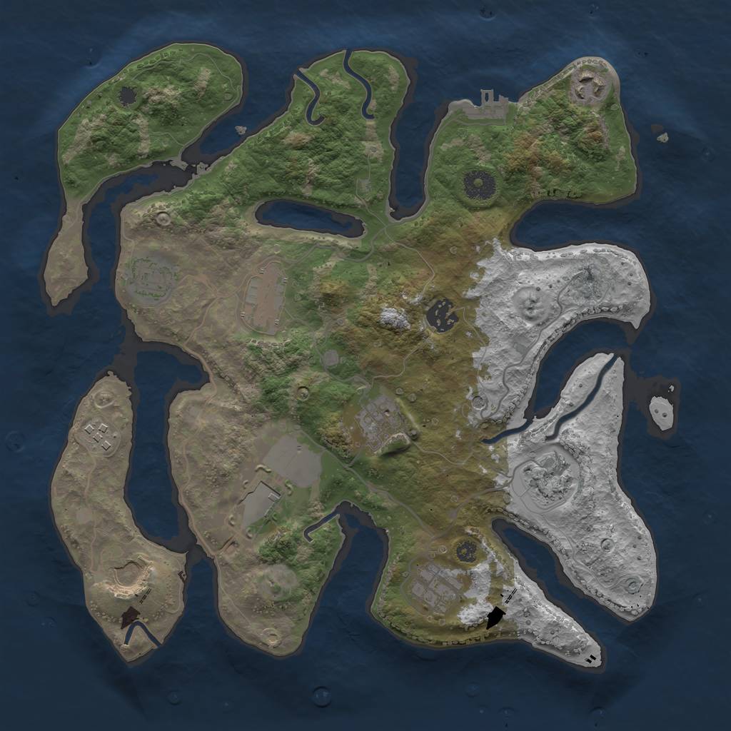 Rust Map: Procedural Map, Size: 3500, Seed: 4353148, 14 Monuments