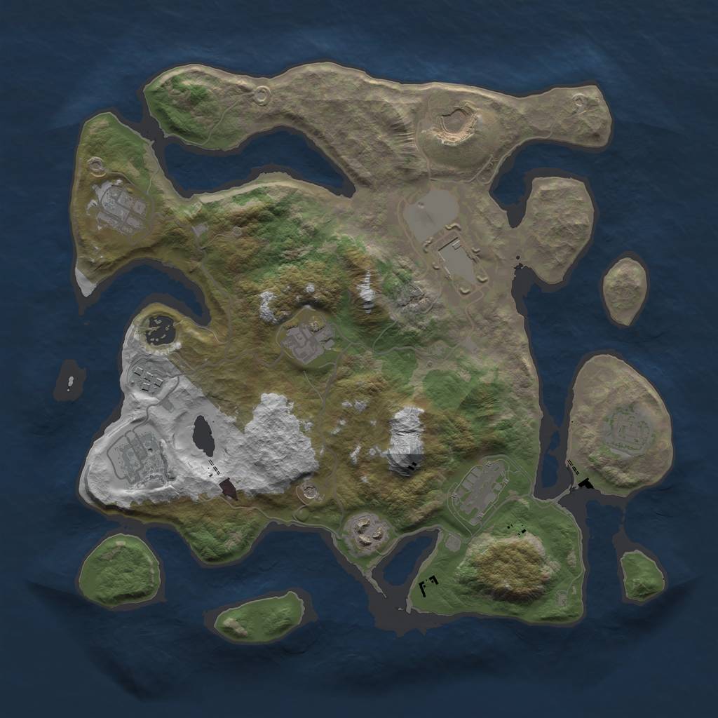 Rust Map: Barren, Size: 3500, Seed: 1139223838, 13 Monuments