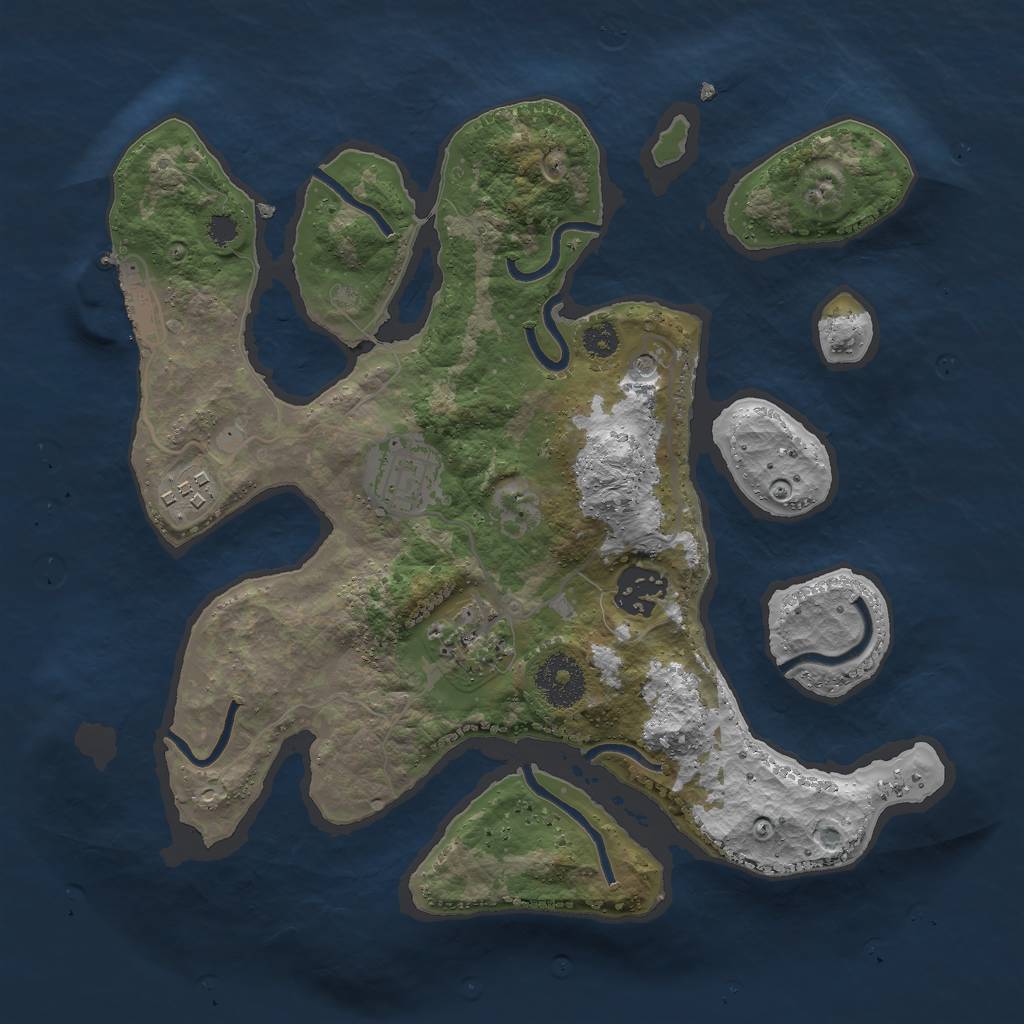 Rust Map: Procedural Map, Size: 3000, Seed: 1924457442, 8 Monuments