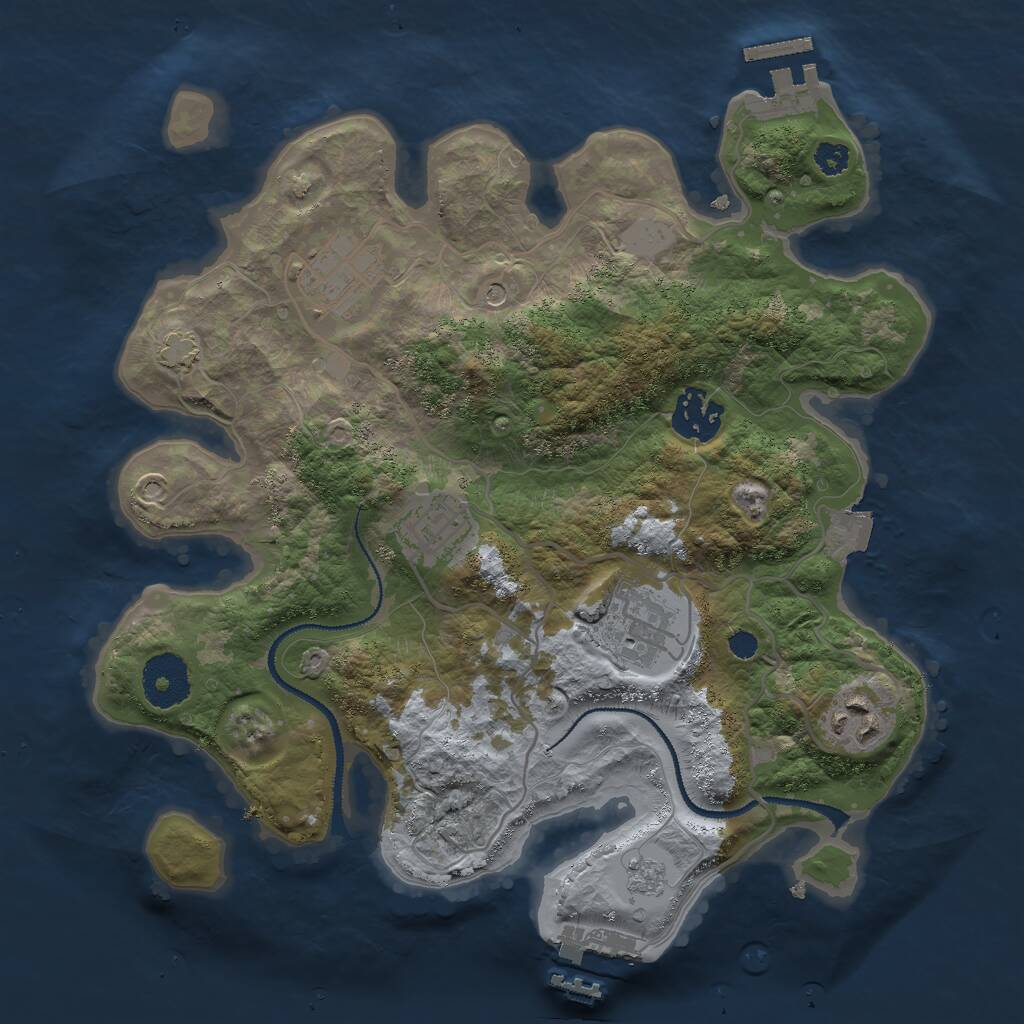 Rust Map: Procedural Map, Size: 3000, Seed: 2423241, 11 Monuments