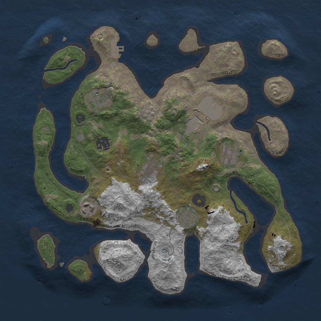 Rust Map: Procedural Map, Size: 3500, Seed: 51586060, 12 Monuments