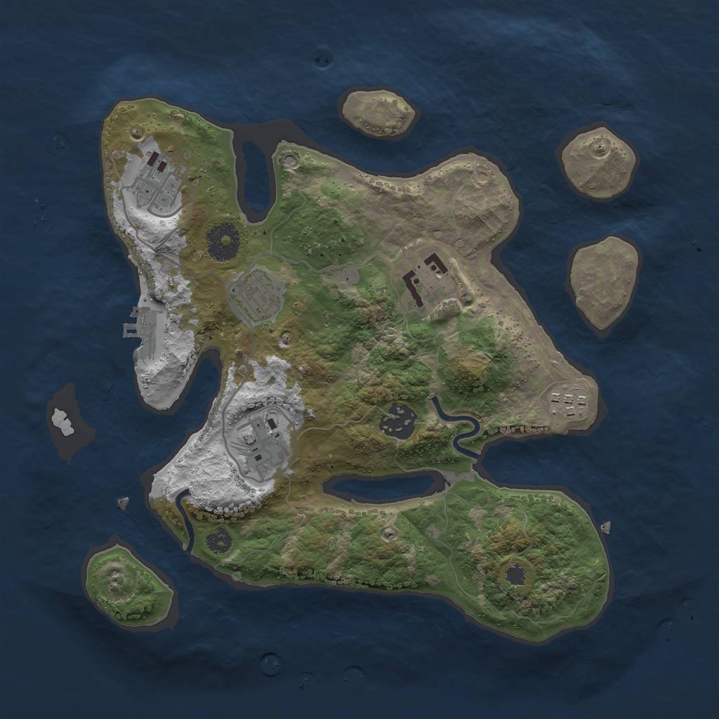 Rust Map: Procedural Map, Size: 3000, Seed: 84672, 9 Monuments