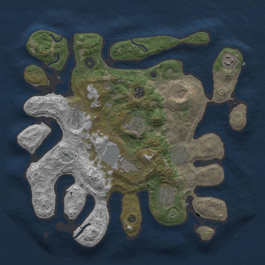 Rust Map: Procedural Map, Size: 3500, Seed: 9969098, 11 Monuments