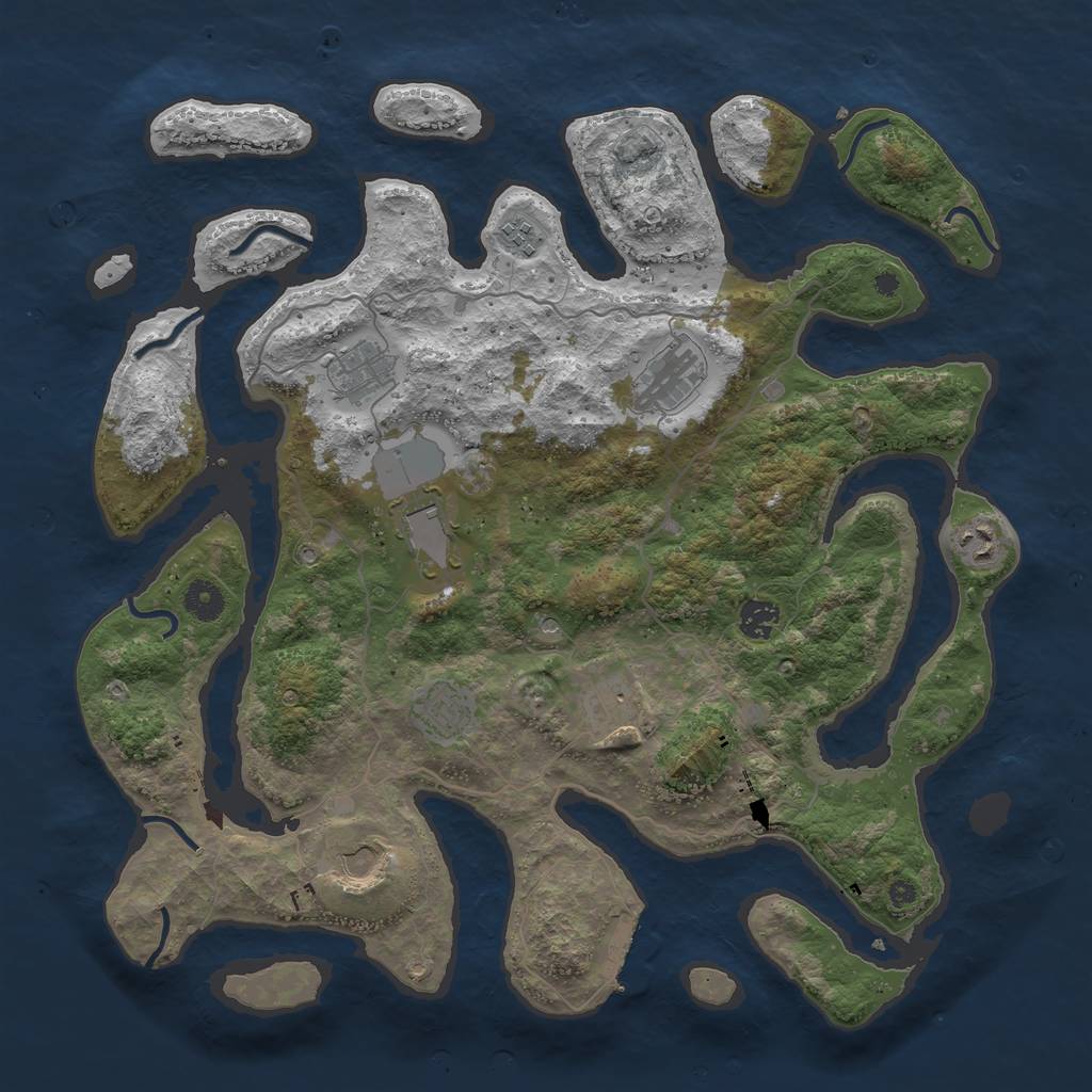 Rust Map: Procedural Map, Size: 4100, Seed: 569584612, 13 Monuments