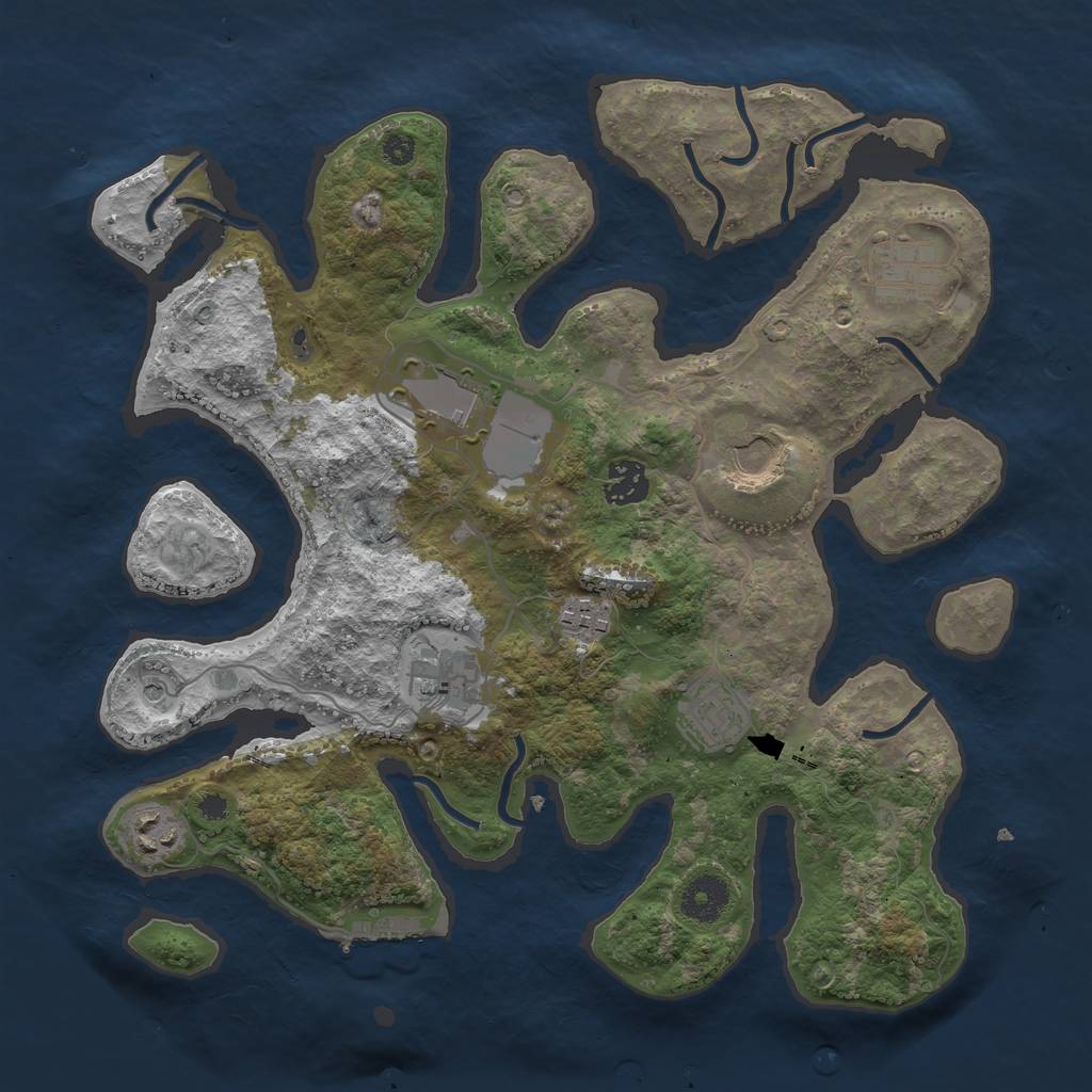 Rust Map: Procedural Map, Size: 3500, Seed: 596162500, 12 Monuments