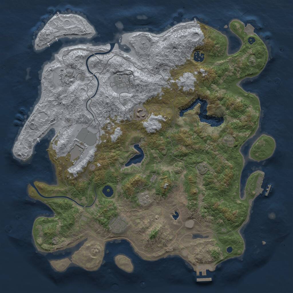 Rust Map: Procedural Map, Size: 4000, Seed: 978979227, 13 Monuments