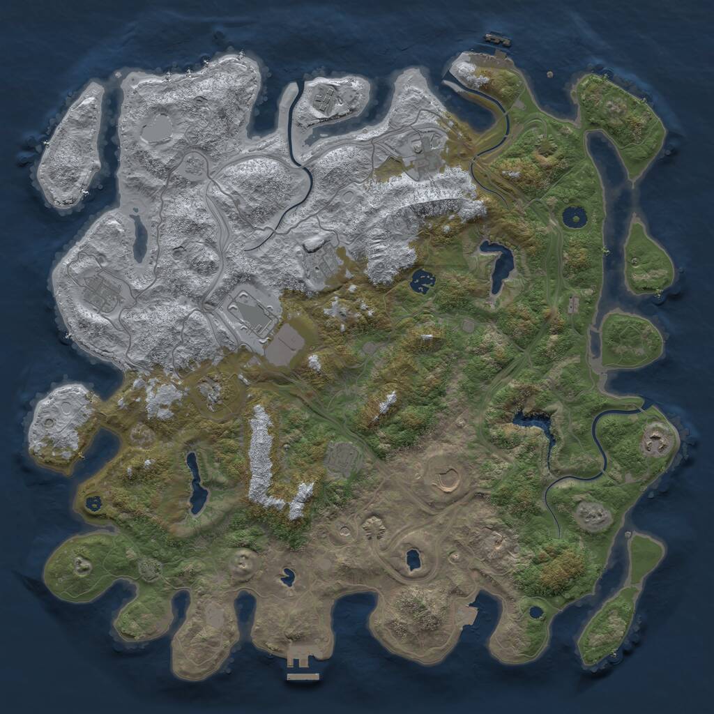 Rust Map: Procedural Map, Size: 4500, Seed: 1502, 16 Monuments