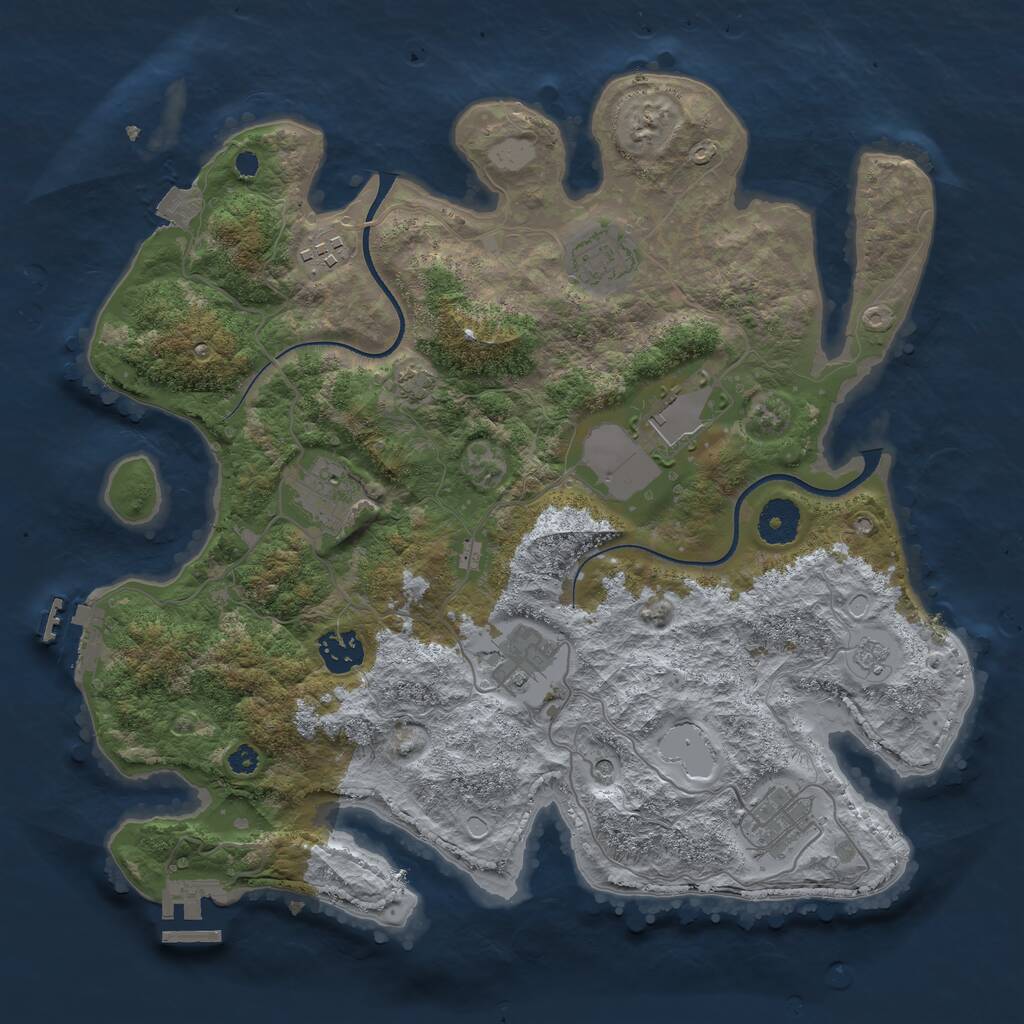 Rust Map: Procedural Map, Size: 3500, Seed: 19161110, 13 Monuments