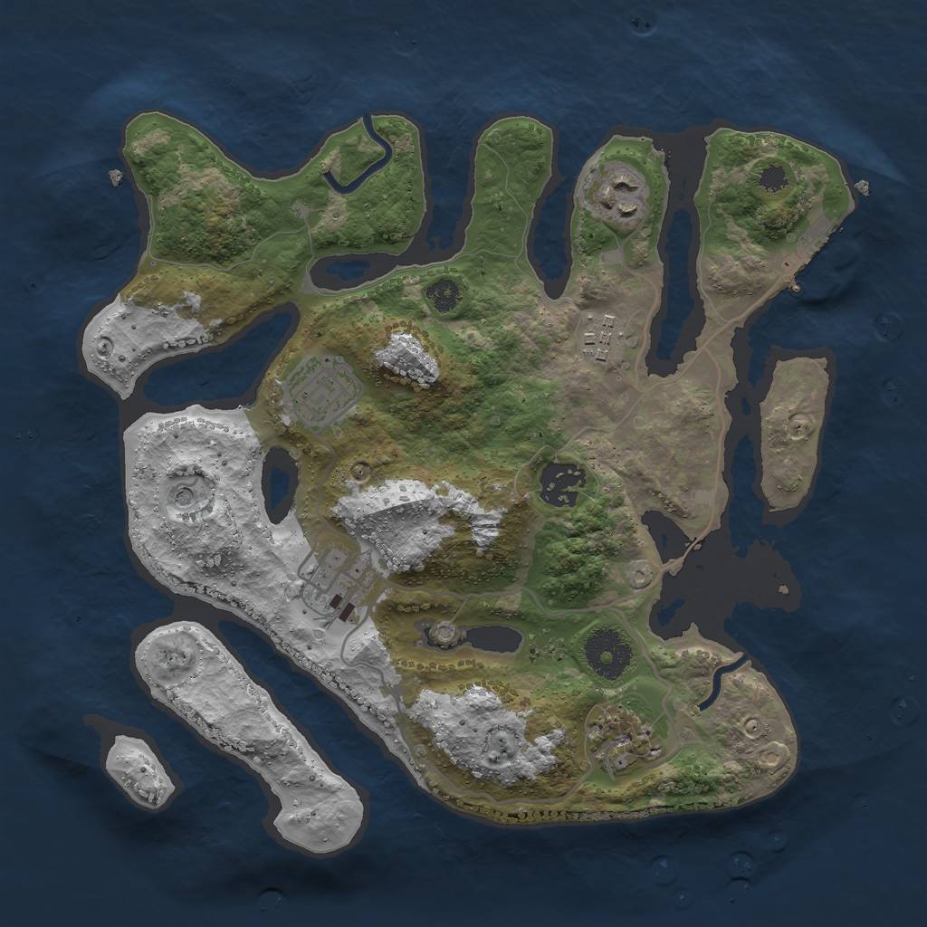 Rust Map: Procedural Map, Size: 3000, Seed: 908996, 10 Monuments