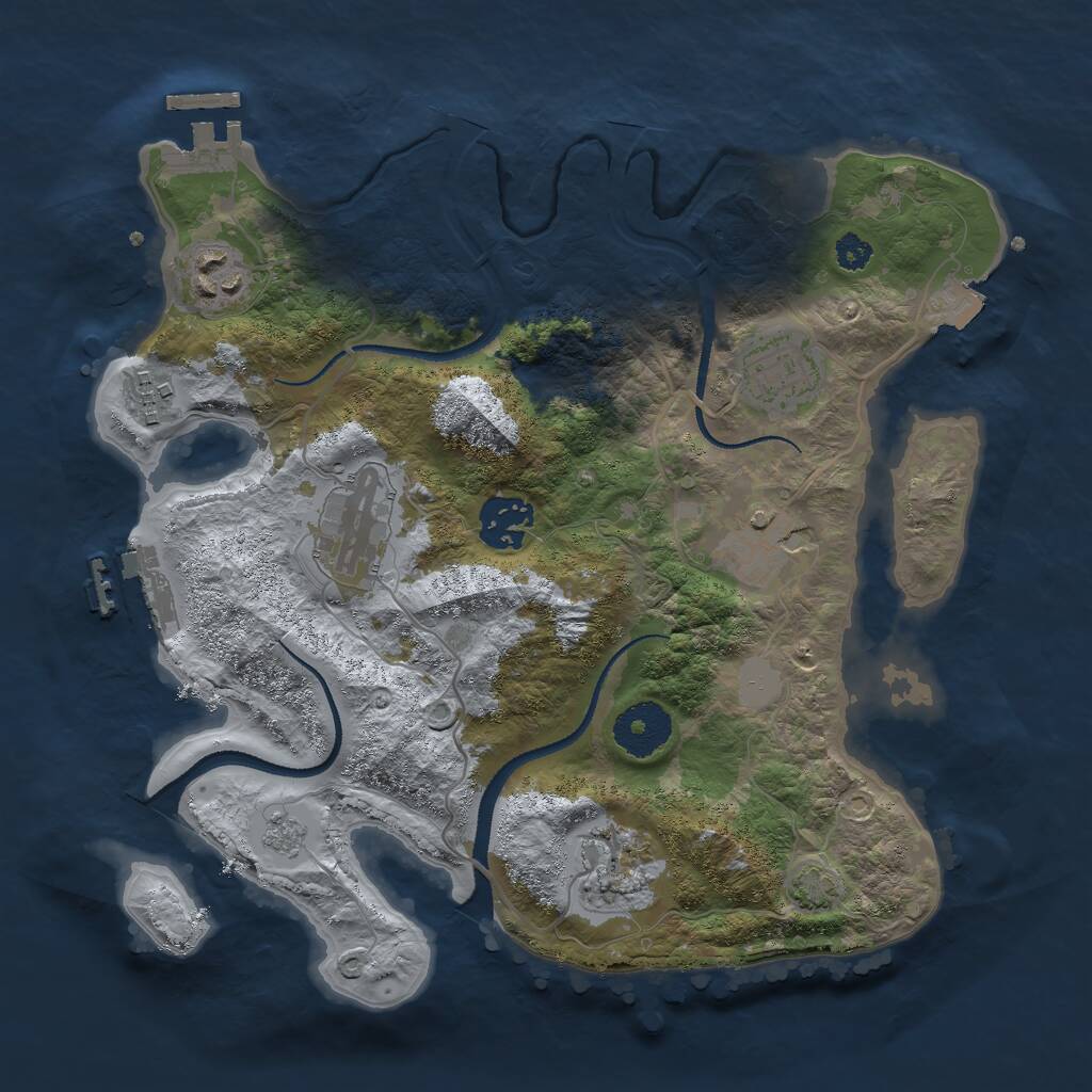 Rust Map: Procedural Map, Size: 3000, Seed: 908996, 12 Monuments