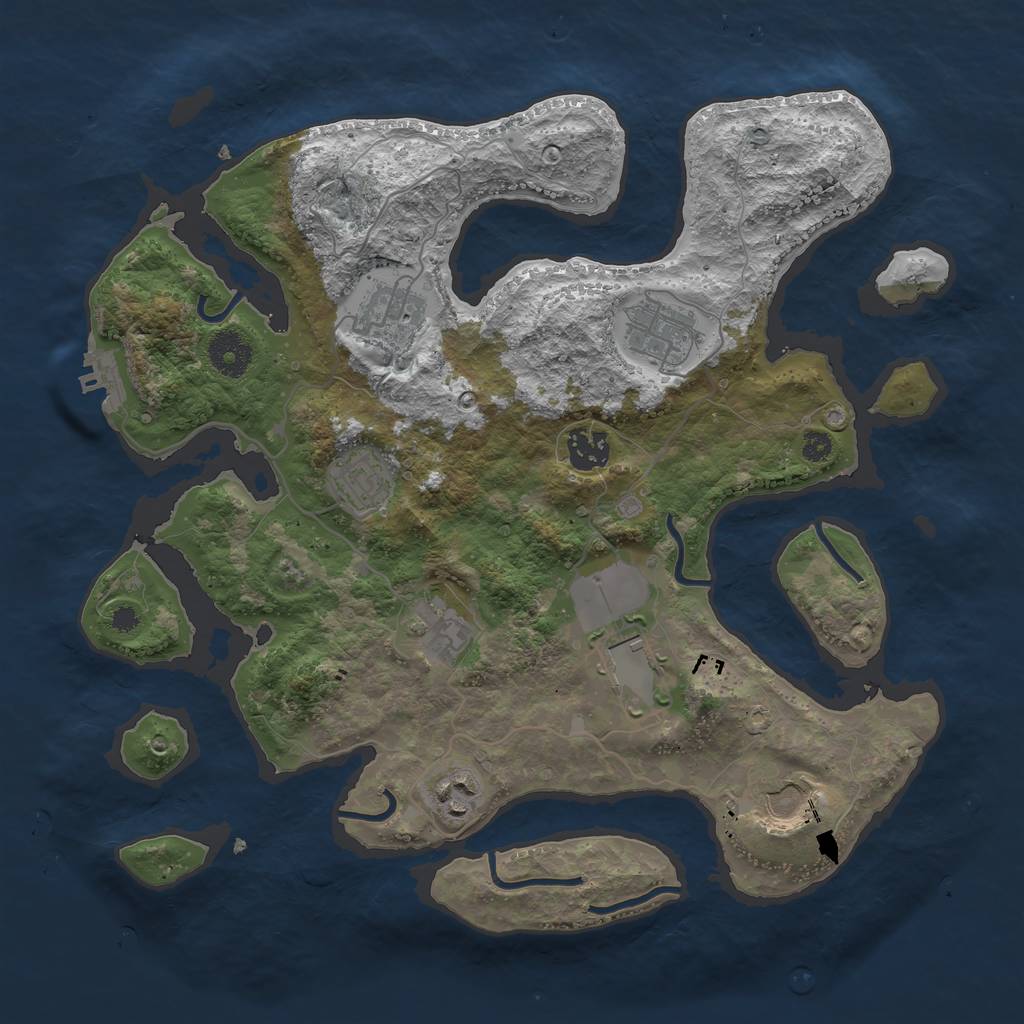 Rust Map: Procedural Map, Size: 3500, Seed: 1085437512, 11 Monuments