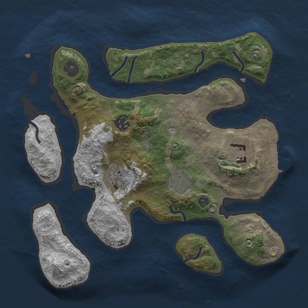 Rust Map: Procedural Map, Size: 3000, Seed: 2065401648, 8 Monuments