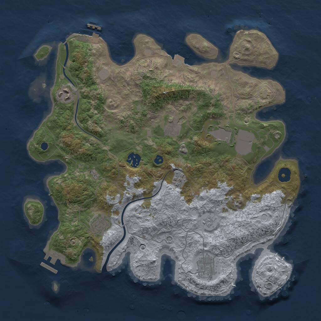 Rust Map: Procedural Map, Size: 3500, Seed: 717827969, 13 Monuments