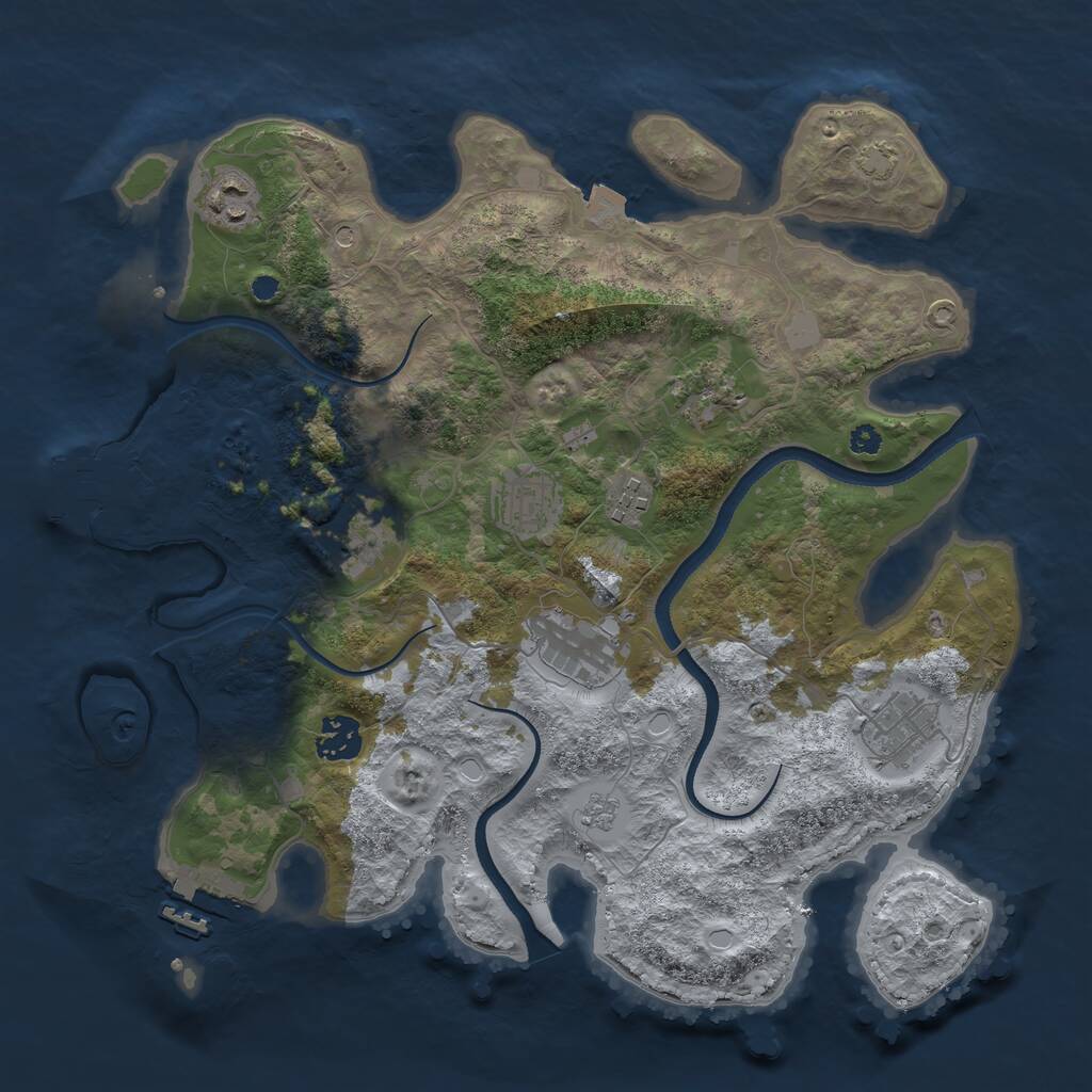 Rust Map: Procedural Map, Size: 3500, Seed: 717827969, 14 Monuments