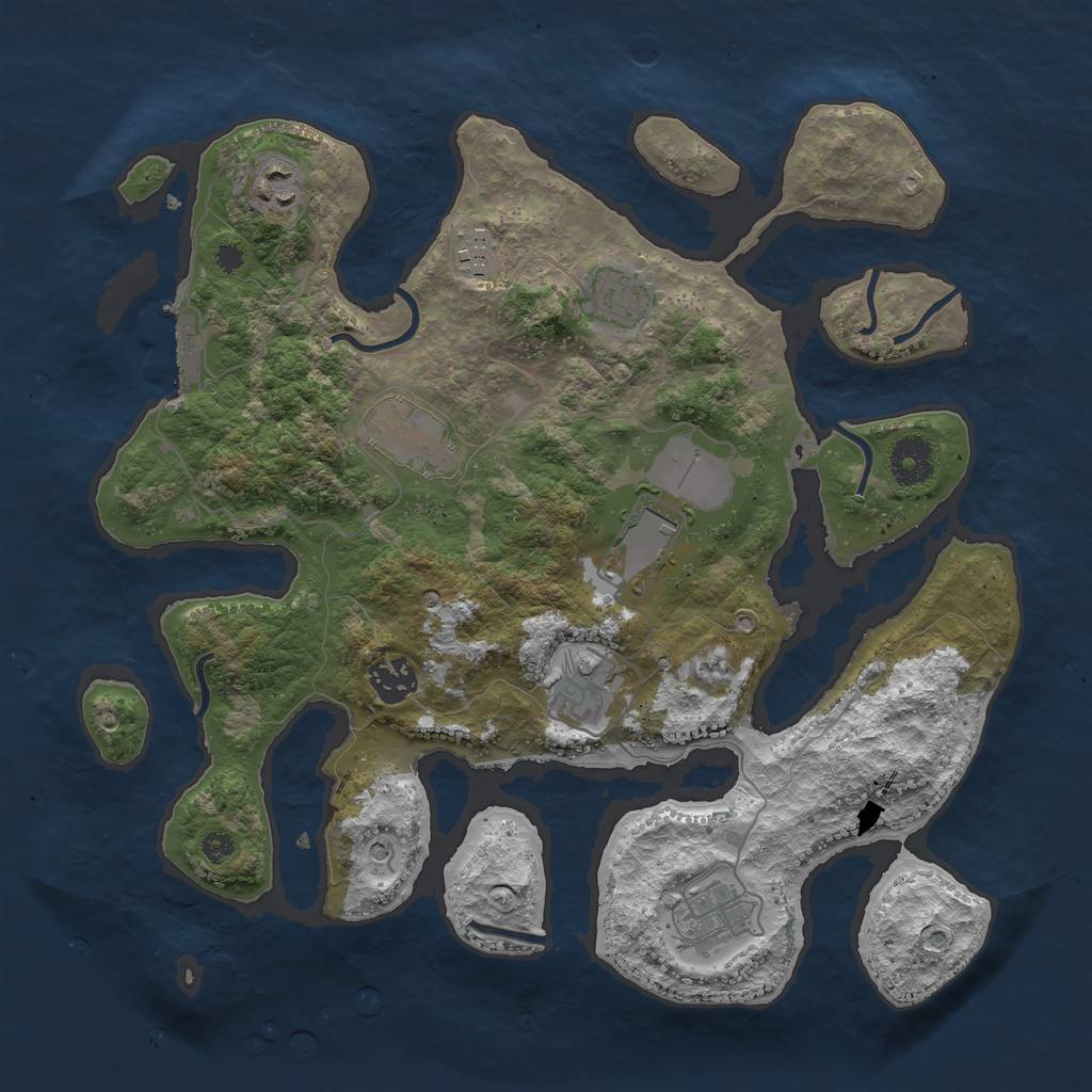 Rust Map: Procedural Map, Size: 3500, Seed: 717827969, 12 Monuments