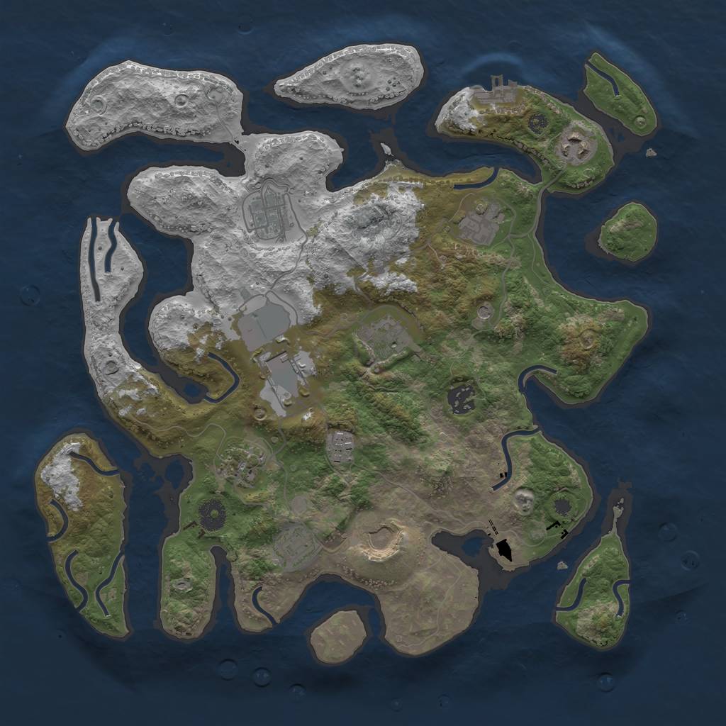 Rust Map: Procedural Map, Size: 3700, Seed: 1867123462, 14 Monuments