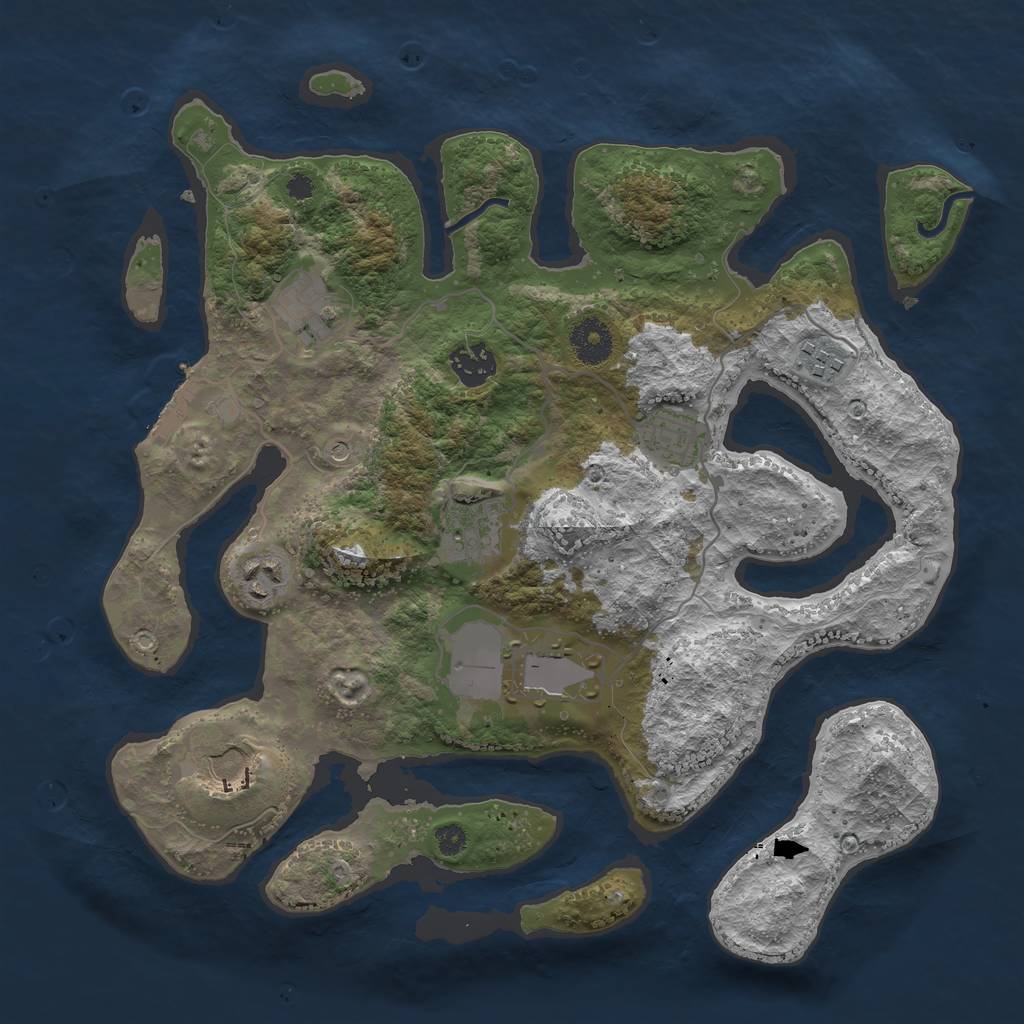 Rust Map: Procedural Map, Size: 3500, Seed: 12151976, 12 Monuments